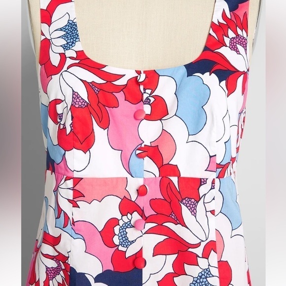 Modcloth x Barbie Retro Repercussions Babydoll Dress in Barbie Cloud Floral - Picture 2 of 10